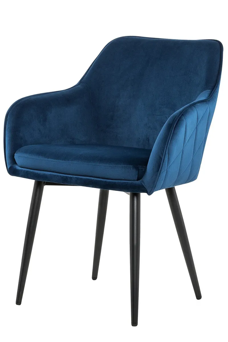 Esszimmerstuhl blau mit Samtbezug, Ansicht 1