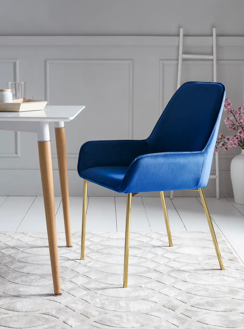 Esszimmerstuhl 2er Set Blau Samt, Ansicht 4