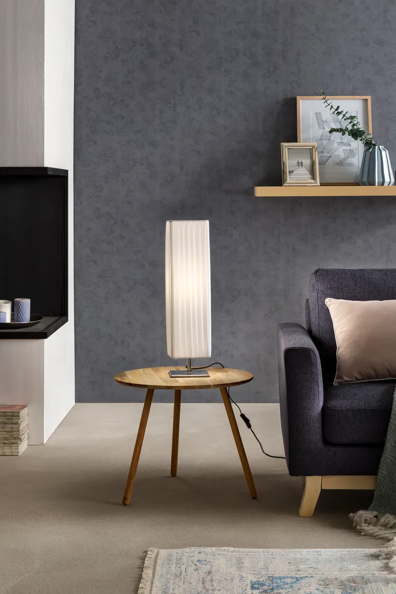 Tischlampe 60 cm eckig, weiß und chrom, Ansicht 2