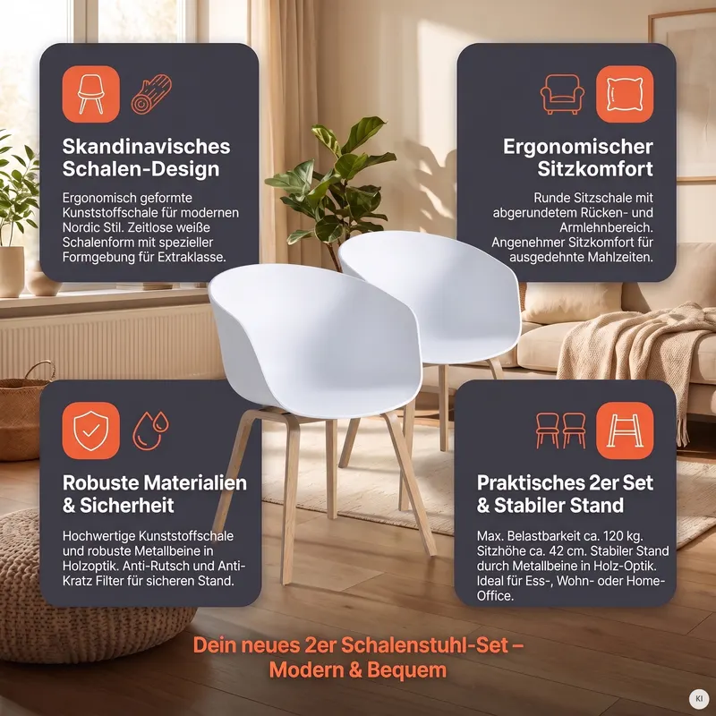 Esszimmerstuhl 2er Set weiß, Ansicht 7