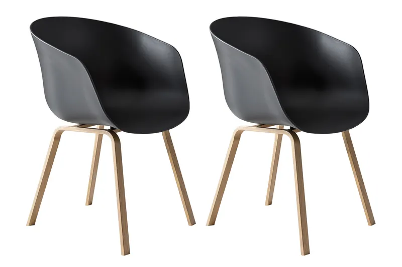 Nordin Esszimmerstuhl 2er Set, 54,5 × 54 × 77,5 cm, Schwarz