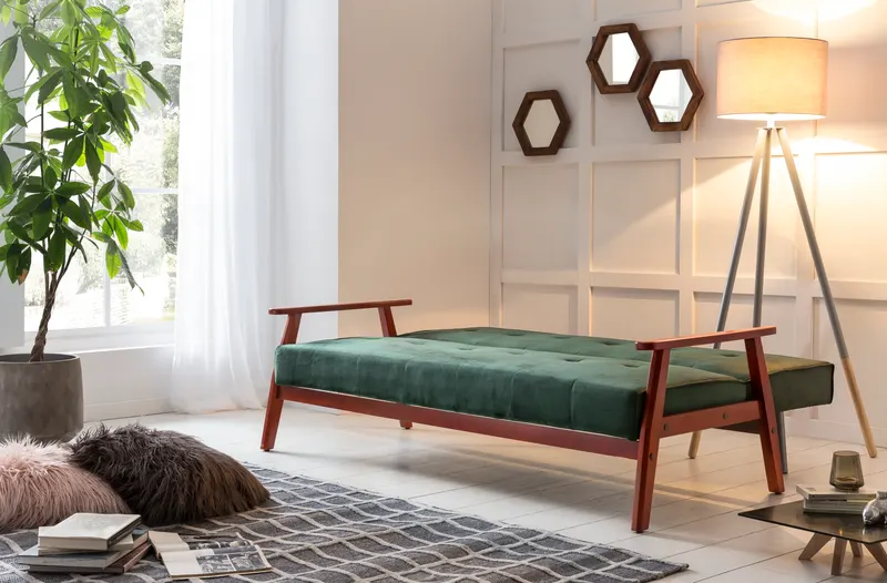 Schlafsofa skandinavisch Samt tannengrün, Ansicht 5