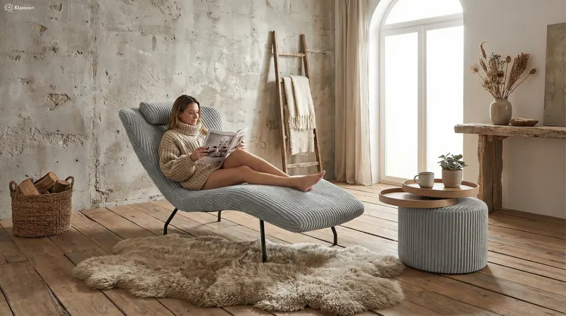Relaxliege hellgrau mit Texturstoff, Ansicht 7