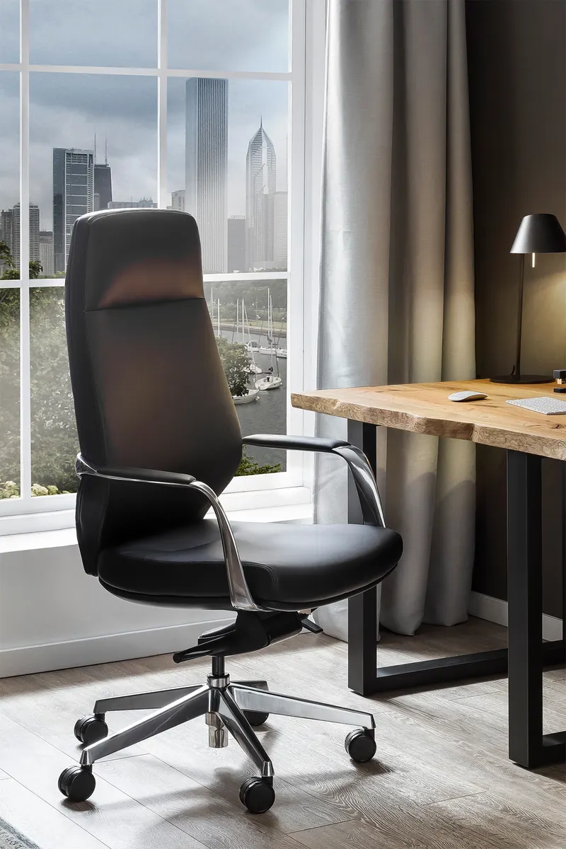 Bürostuhl Kunstleder-Optik schwarz, Ansicht 7