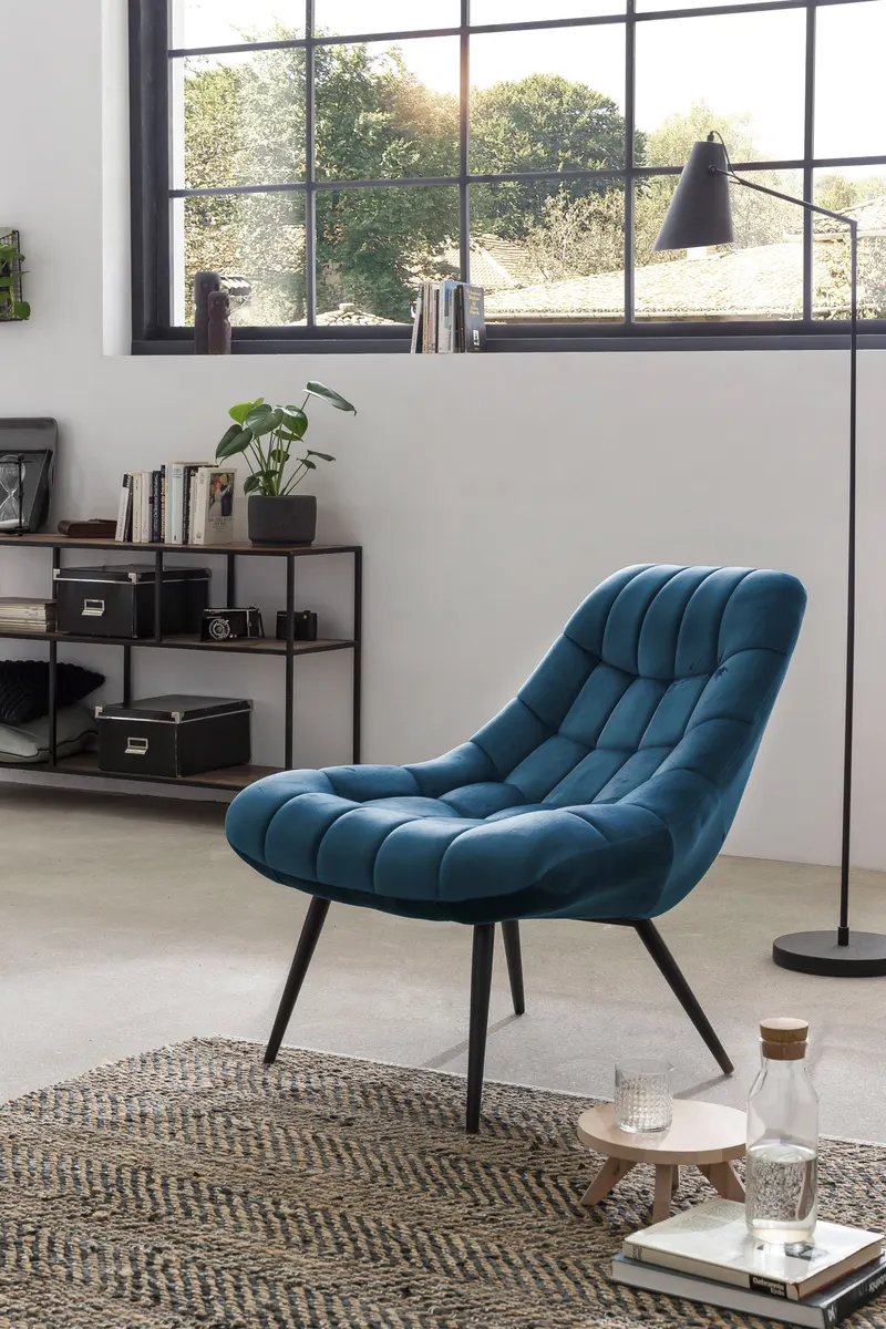 Sessel XXL Samt blau, Metall schwarz, Ansicht 6