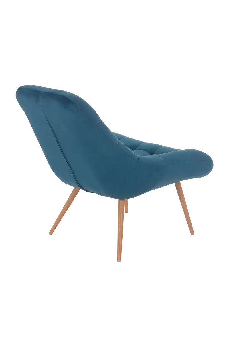 XXL-Sessel blau aus Samt mit Metallbeinen in Holzoptik, Ansicht 4