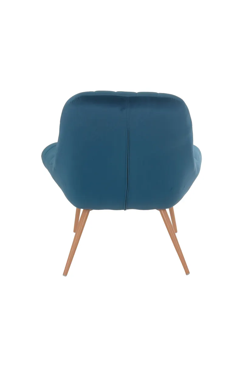 XXL-Sessel blau aus Samt mit Metallbeinen in Holzoptik, Ansicht 5