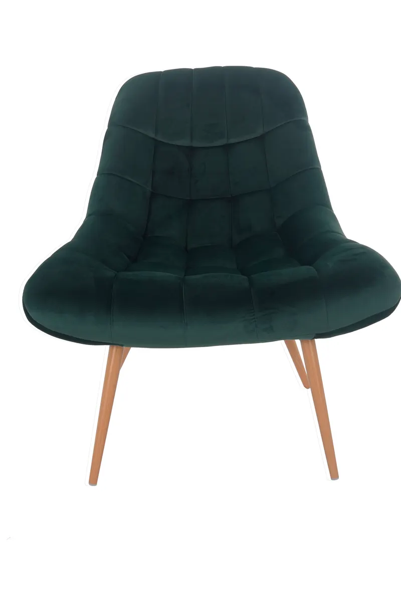 Sessel XXL Samt grün Metall Holzoptik, Ansicht 1