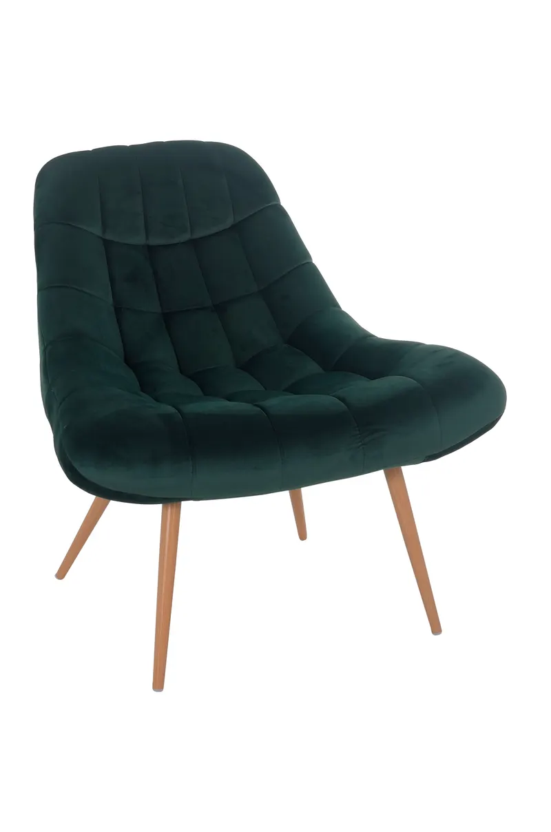 Sessel XXL Samt grün Metall Holzoptik, Ansicht 2