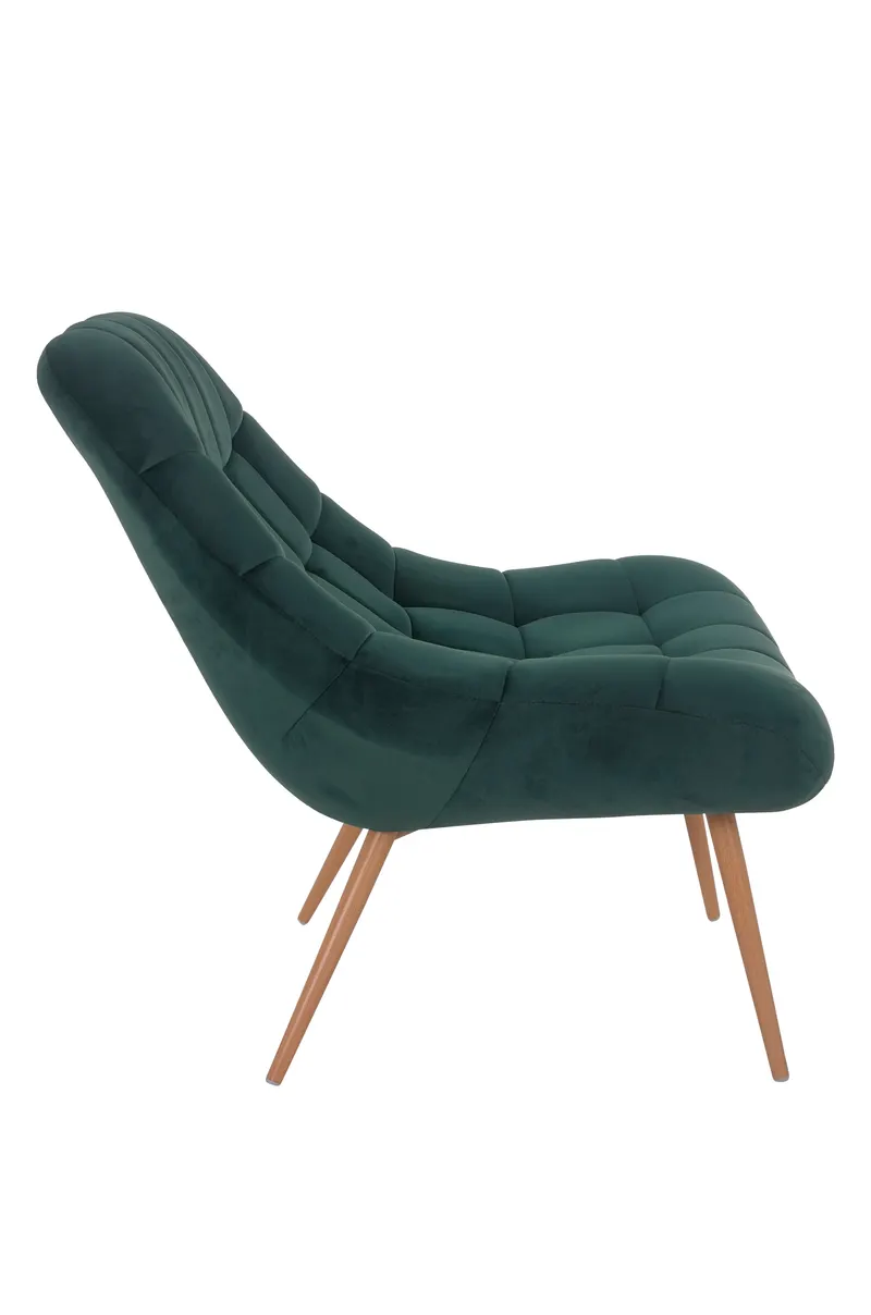 Sessel XXL Samt grün Metall Holzoptik, Ansicht 3