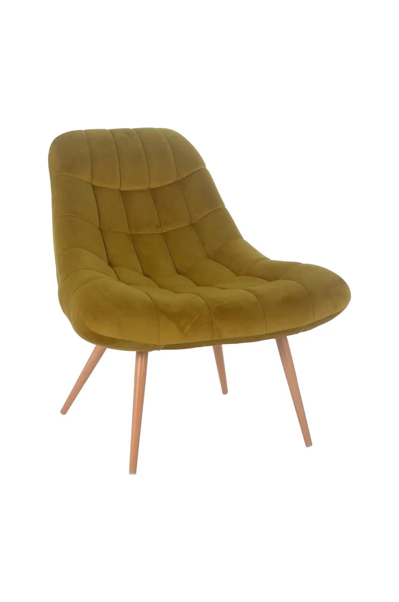 Sessel XXL Samt gelb Metall Holzoptik, Ansicht 2