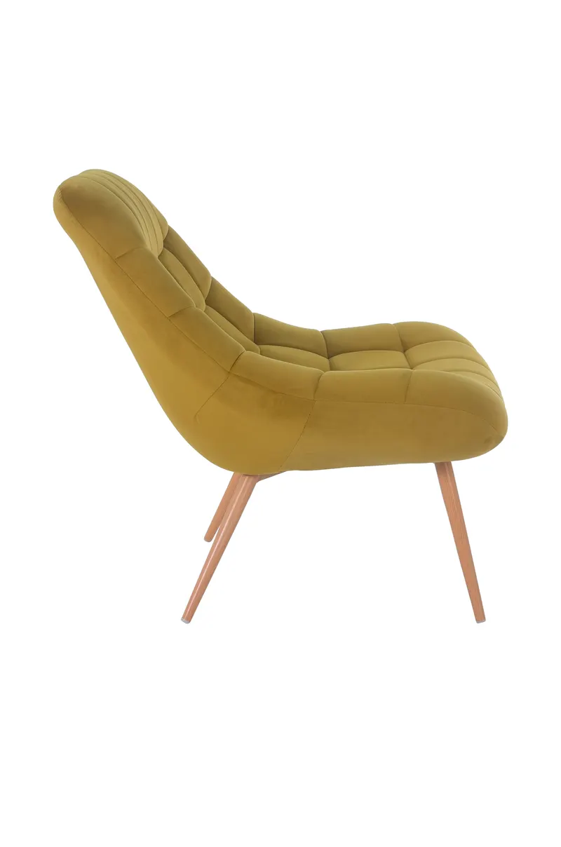 Sessel XXL Samt gelb Metall Holzoptik, Ansicht 3