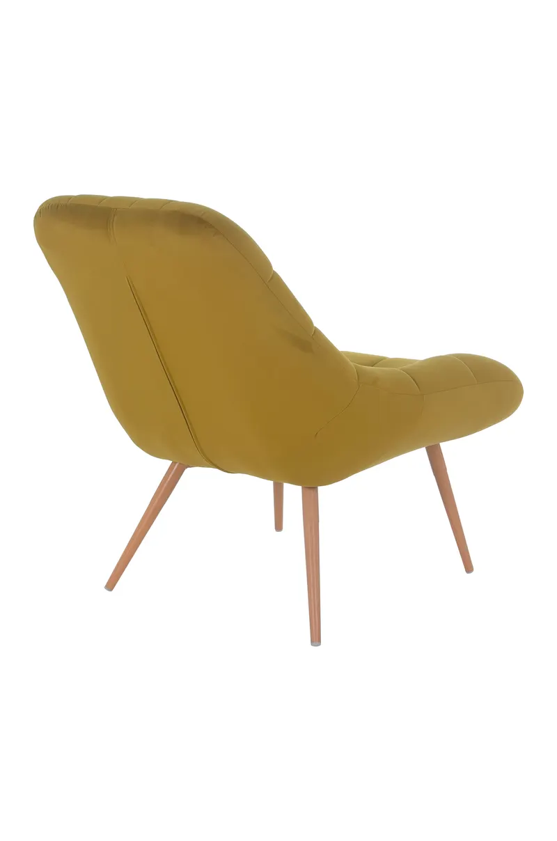 Sessel XXL Samt gelb Metall Holzoptik, Ansicht 4