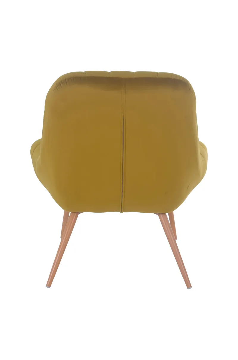 Sessel XXL Samt gelb Metall Holzoptik, Ansicht 5