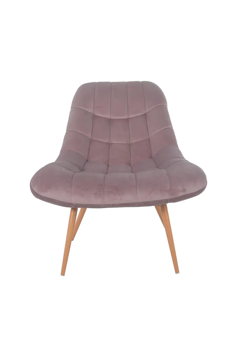 Sessel XXL Samt rosa Metall Holzoptik, Ansicht 1