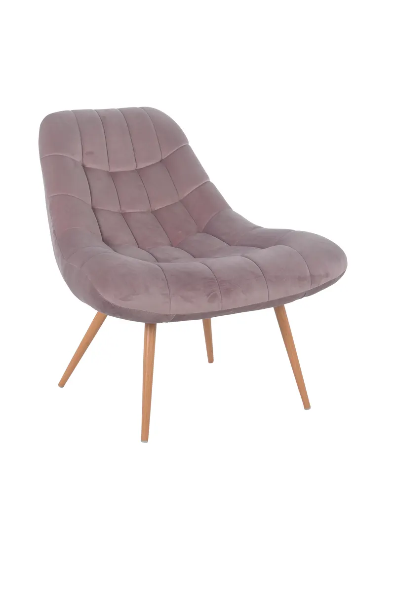 Sessel XXL Samt rosa Metall Holzoptik, Ansicht 2