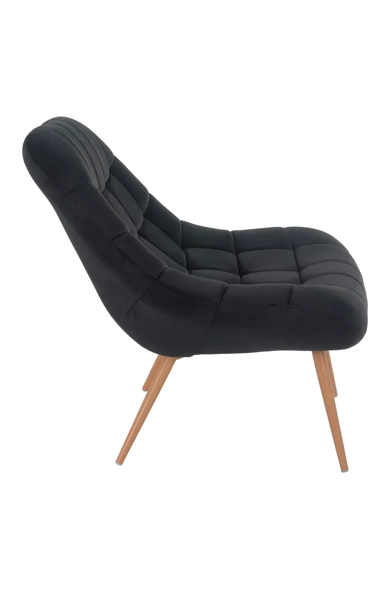 Sessel XXL Samt schwarz Metall Holzoptik, Ansicht 3