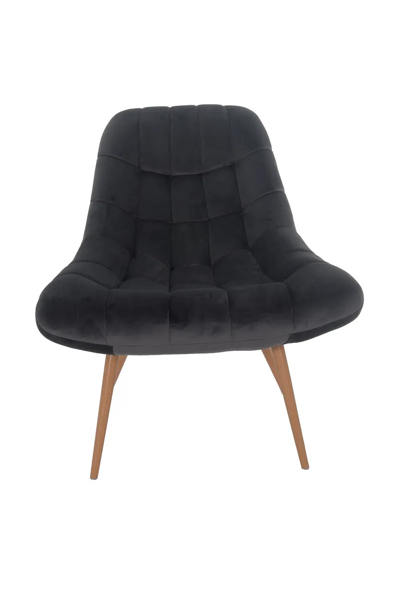 Sessel XXL Samt grau Metall Holzoptik, Ansicht 1