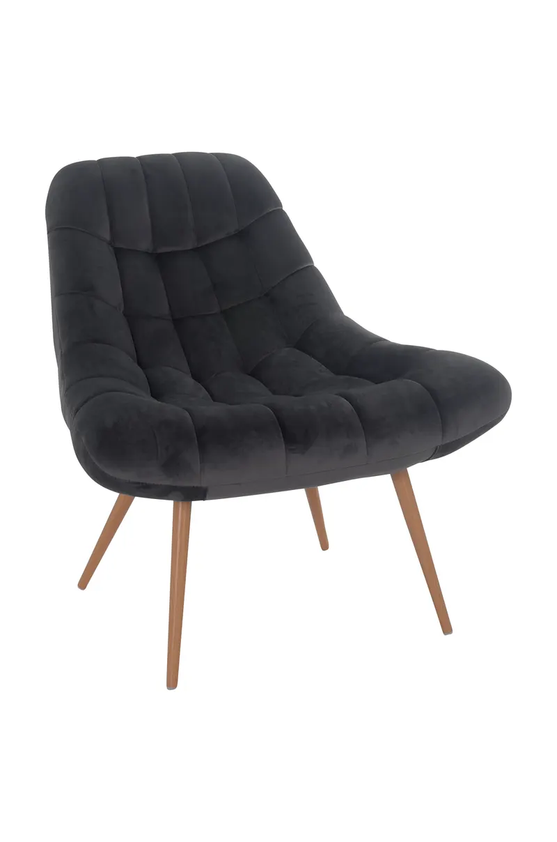 Sessel XXL Samt grau Metall Holzoptik, Ansicht 2