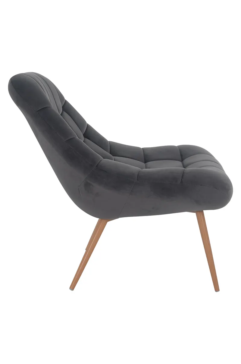 Sessel XXL Samt grau Metall Holzoptik, Ansicht 3
