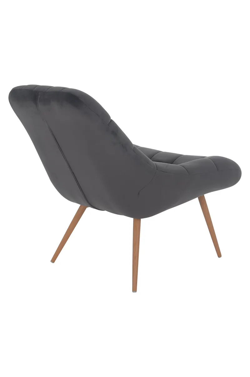 Sessel XXL Samt grau Metall Holzoptik, Ansicht 4