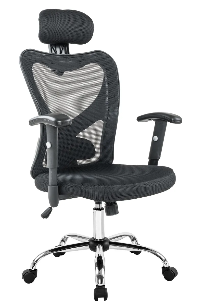 Bürostuhl schwarz mit Kopfstütze aus Mesh