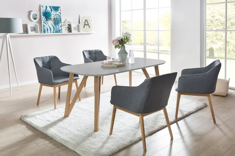 Esstisch 120 × 80 × 76 cm, grau/Eiche, Ansicht 2