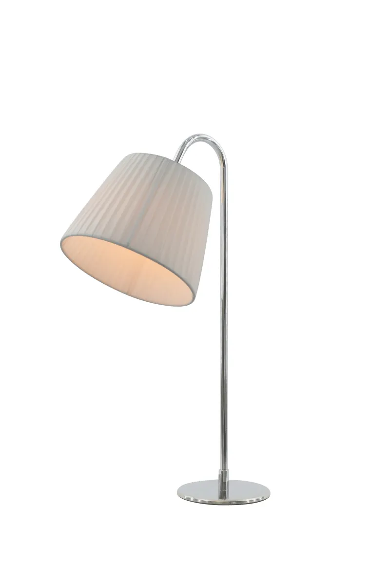 Tischlampe rund, Weiß und Chromfarben, Ansicht 1