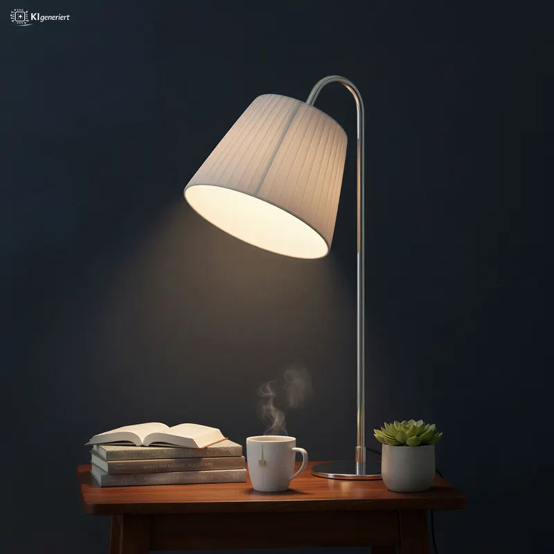 Tischlampe rund, Weiß und Chromfarben, Ansicht 2
