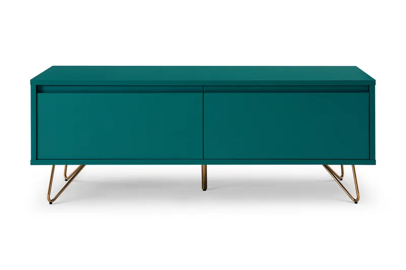 Lotta Lowboard mit Schublade und Klappfach, matt, Blau/Gold