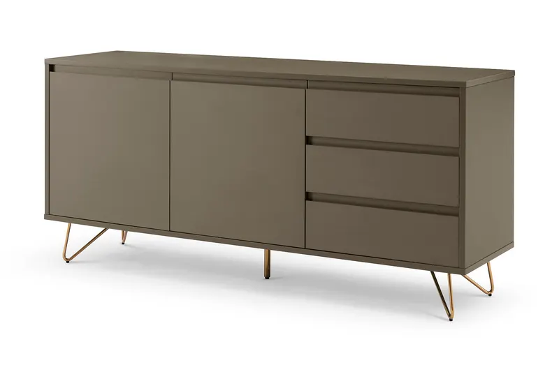 Sideboard mit 2 Türen und 3 Schubladen, Grau/Gold, Ansicht 2