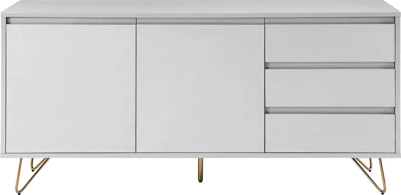 Sideboard mit 2 Türen und 3 Schubladen, Weiß/Gold, Ansicht 1