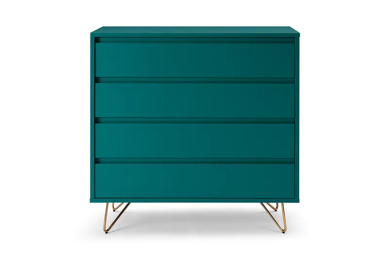Lotta Kommode mit 4 Schubladen, Blau/Gold