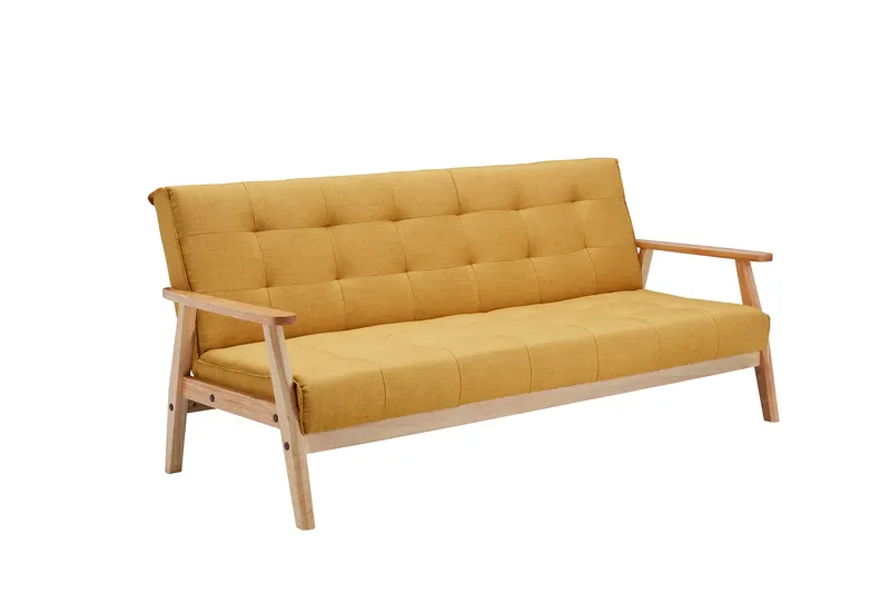 Dundal Schlafsofa skandinavisch Strukturstoff senfgelb, Senfgelb, Natur