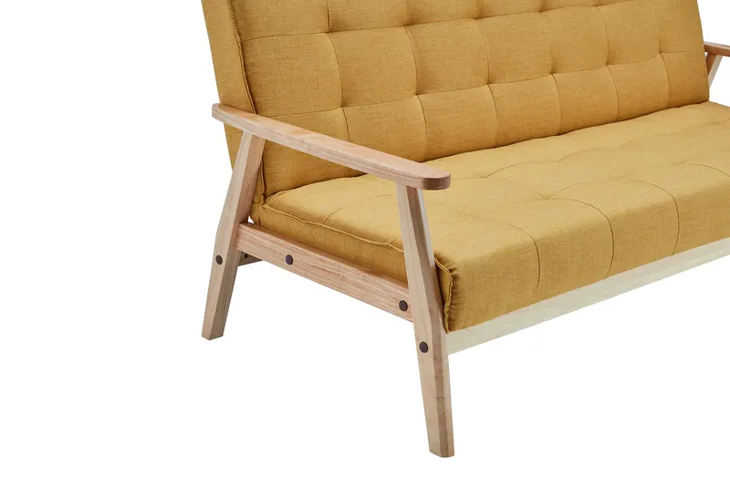 Schlafsofa skandinavisch Strukturstoff senfgelb, Ansicht 5