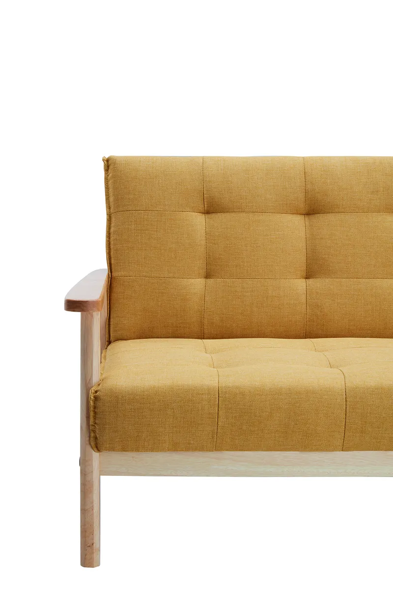 Schlafsofa skandinavisch Strukturstoff senfgelb, Ansicht 6