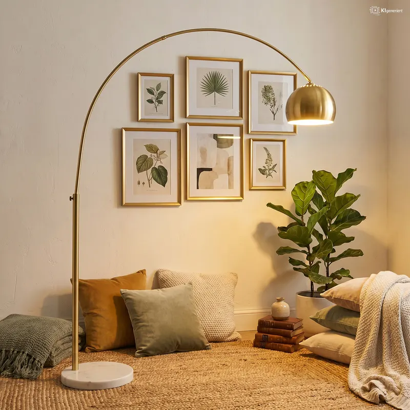 Bogenlampe mit Messingschirm und Marmorfuß, Ansicht 3
