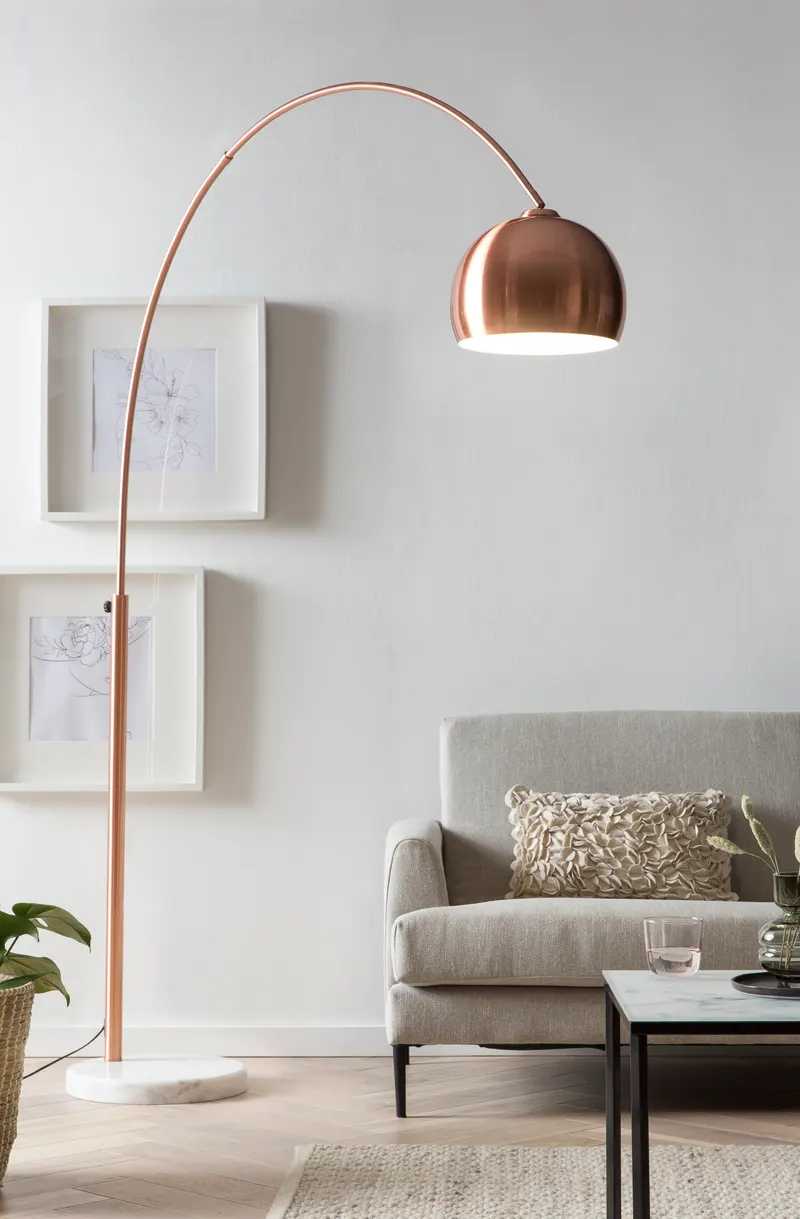 Bogenlampe Kupfer mit Marmorfuß, Ansicht 2