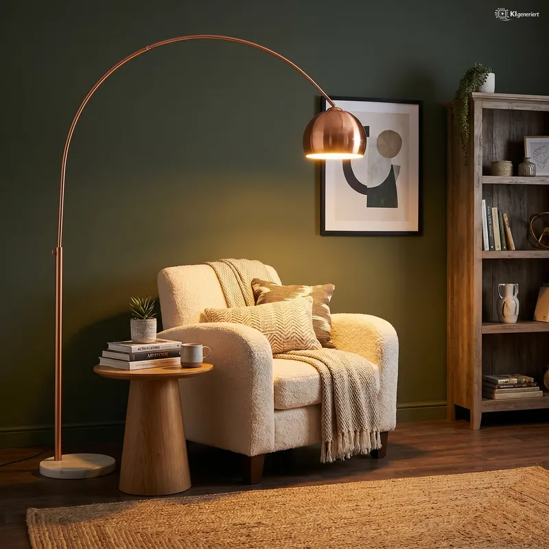 Bogenlampe Kupfer mit Marmorfuß, Ansicht 3