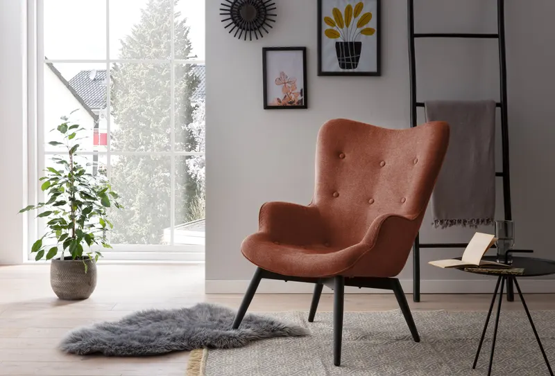 Sessel mit kupferfarbenem Strukturstoff, Ansicht 5