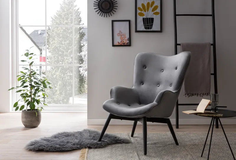 Sessel Grau Samt, Ansicht 5