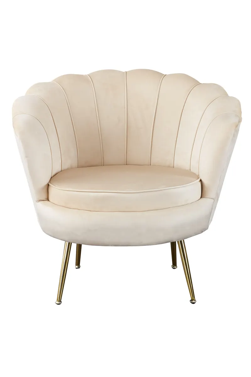 Muschelsessel aus Samt Beige, Ansicht 2