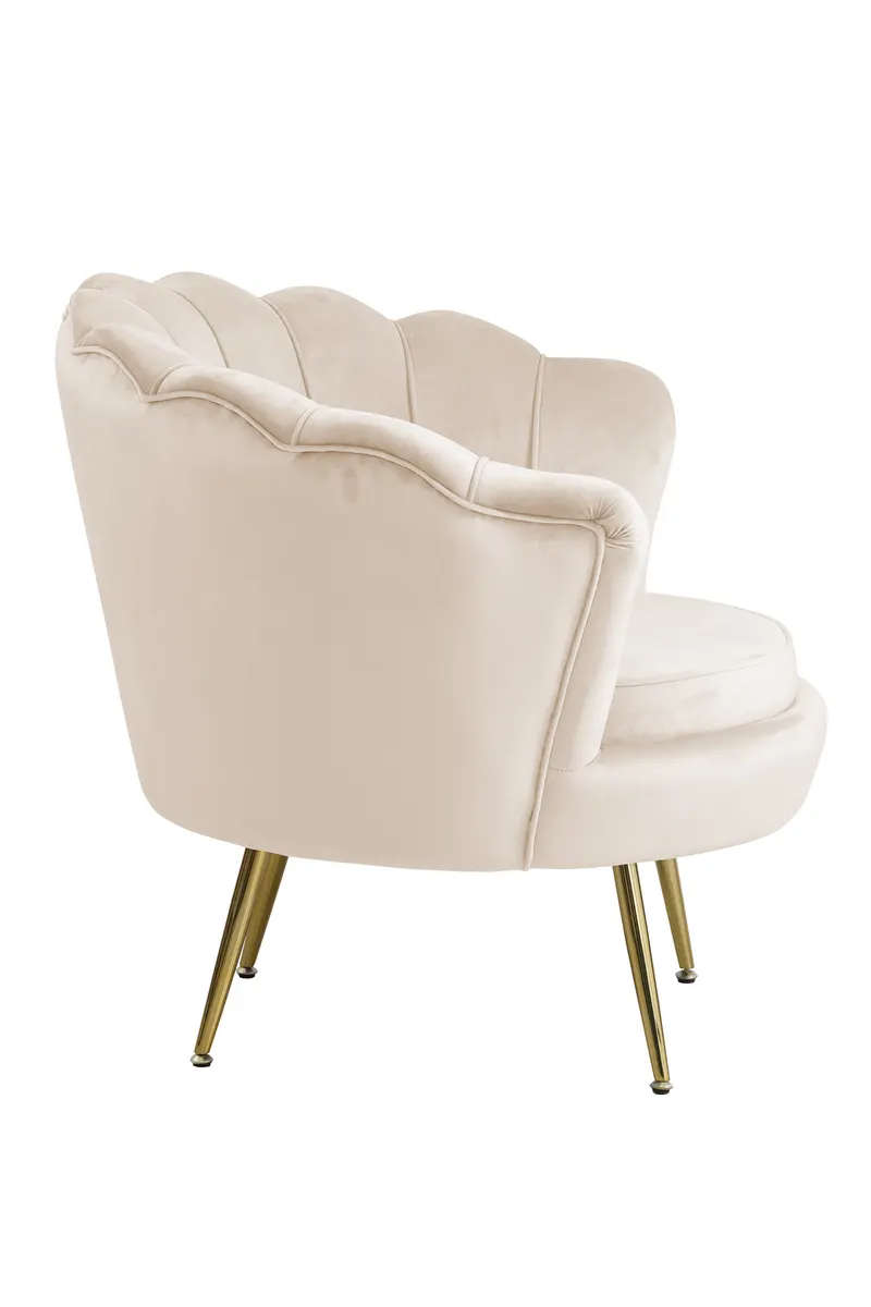 Muschelsessel aus Samt Beige, Ansicht 3