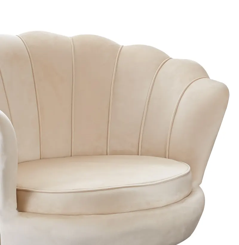 Muschelsessel aus Samt Beige, Ansicht 4