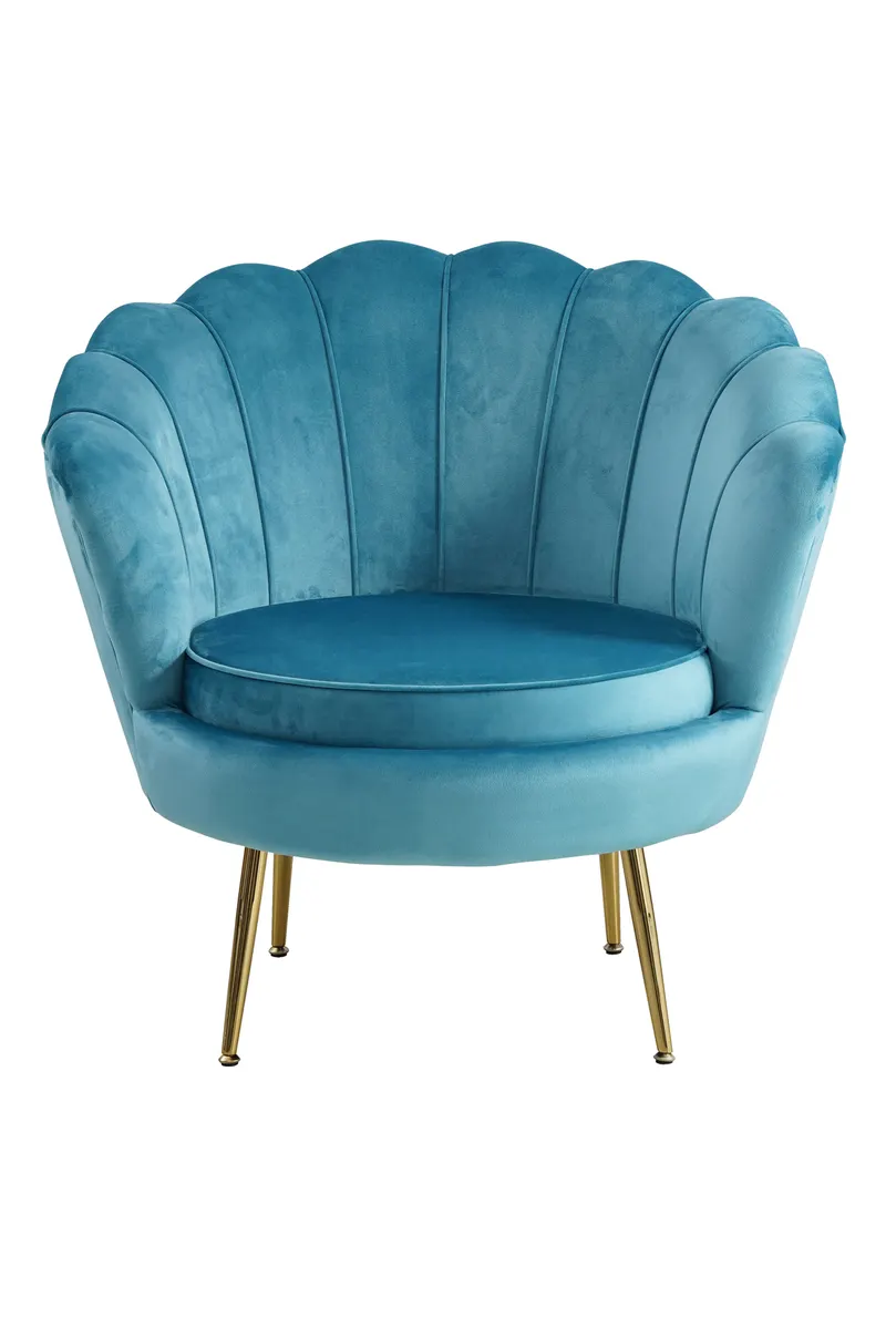 Muschelsessel aus Samt Blau, Ansicht 2