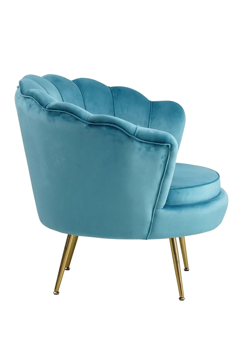 Muschelsessel aus Samt Blau, Ansicht 3