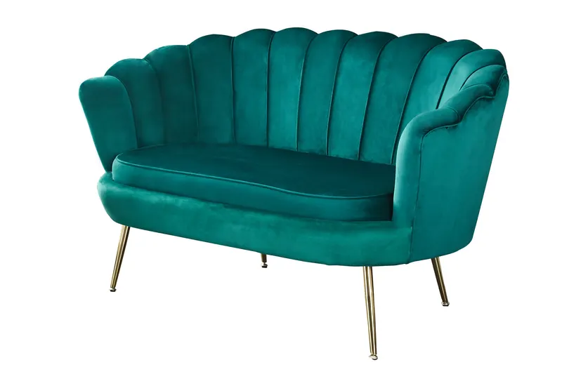 Muschelsofa aus Samt Grün, Ansicht 1