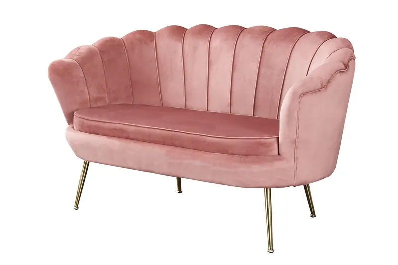 Muschelsofa aus Samt in Rosé, Ansicht 1