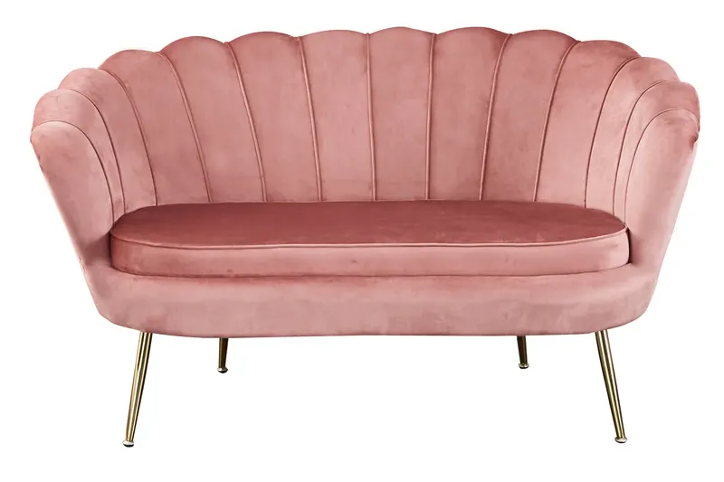 Muschelsofa aus Samt in Rosé, Ansicht 2