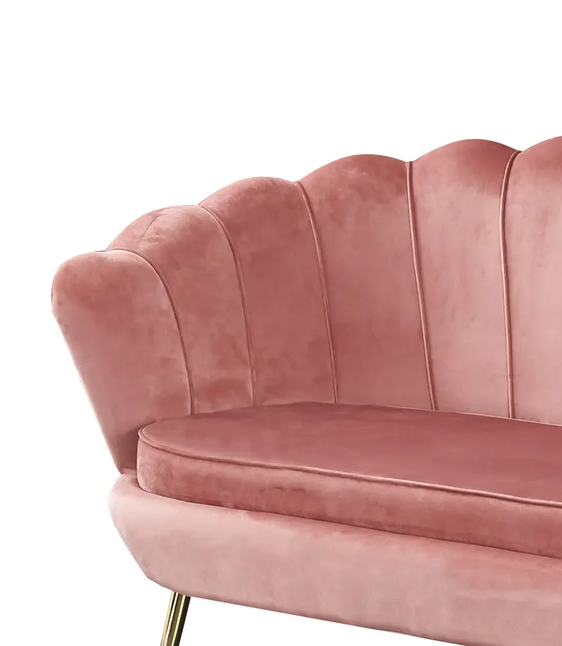 Muschelsofa aus Samt in Rosé, Ansicht 4